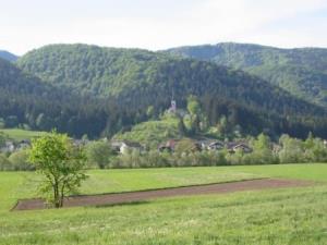 View of Kokarje and the pilgrimage church of Holy Virgin